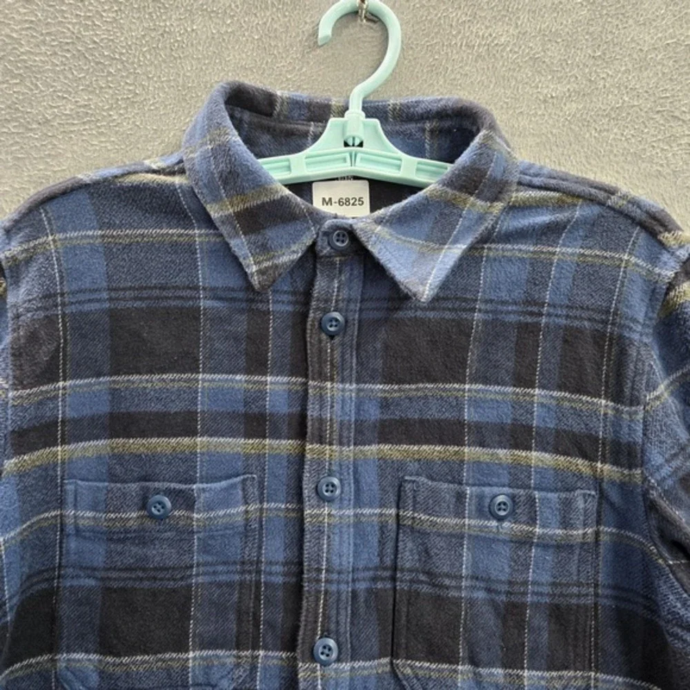 Mountain Hard Wear Men Button Up Shirt M Blue Plaid Long Sleeve‎ Flannel Work